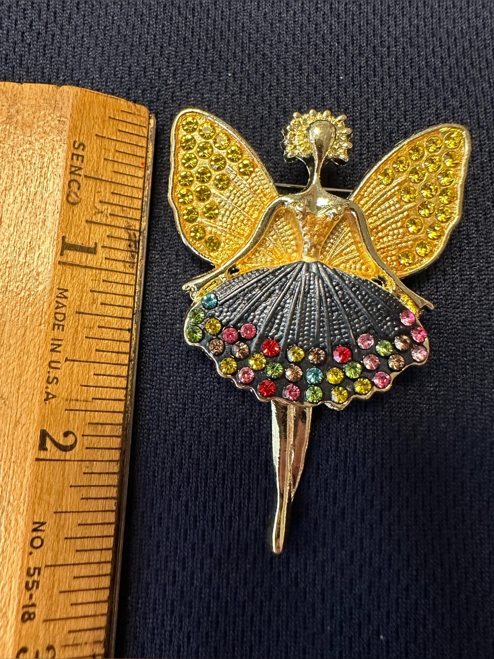 Gold Multicolor Fairy Brooch - Picture 4 of 4